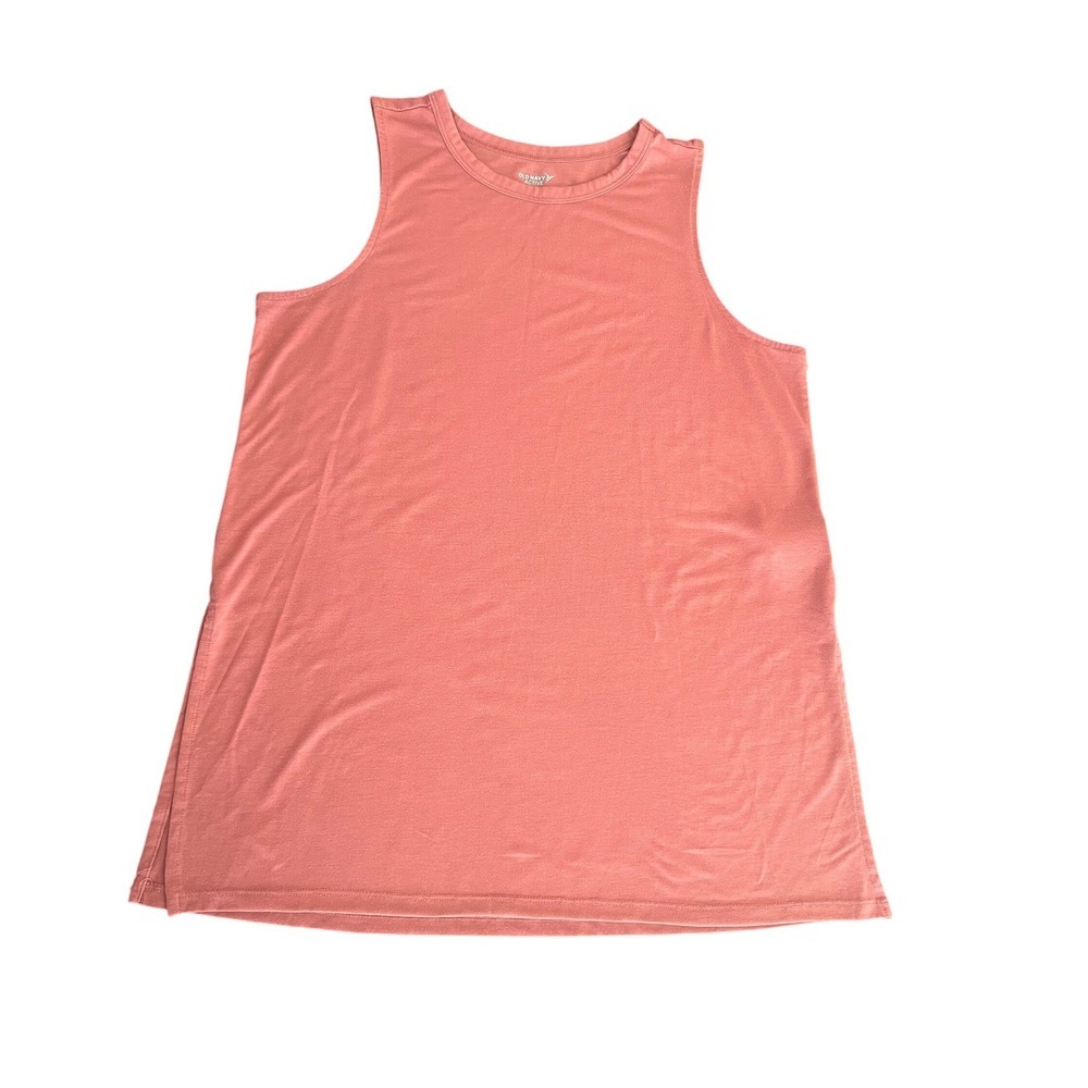 Old Navy Active Go-Dry Tank Top Medium Coral Pink Sleeveless Side Slits (1108)